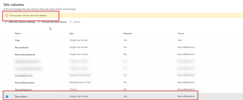 Removing Site Column from SharePoint site content type